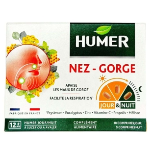 Humer Jour & Nuit Nez Gorge 15 Comprimés