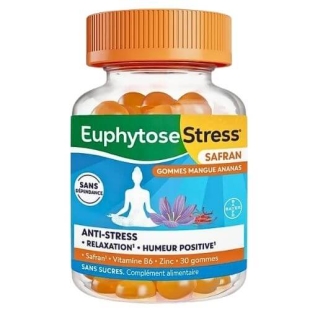 Euphytose Stress Safran 30 gommes goût mangue ananas pour la relaxation et l'humeur positive