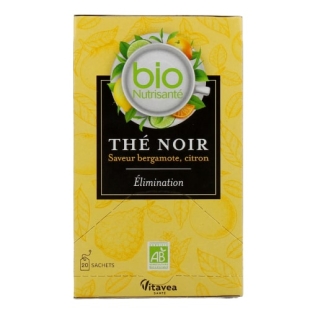 BIO NUTRISANTE - Thé Noir BIO Elimination - Saveur Bergamote Citron - 20 Sachets