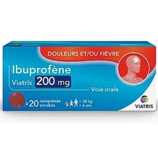 IBUPROFENE 200 mg - Douleurs et/ou fièvre 20 comprimés enrobés - Viatris
