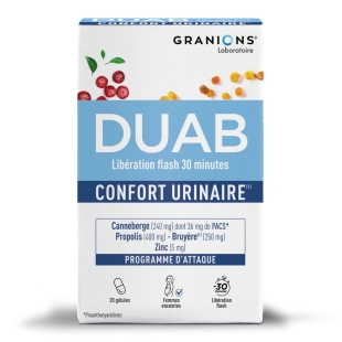 DUAB Confort urinaire Cystite (20 gélules) Propolis, Cranberry et Zinc