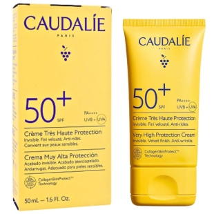 CAUDALIE - Crème Solaire Très Haute Protection SPF50+ - Tube 50 ml