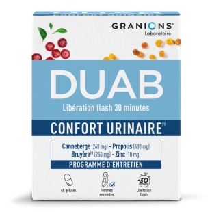 DUAB Confort urinaire Cystite (60 gélules) Propolis, Cranberry et Zinc