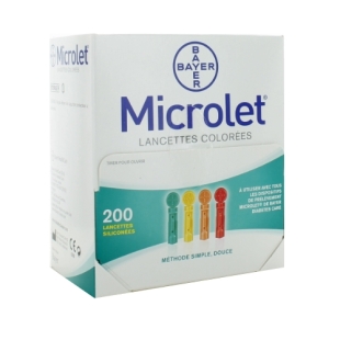MICROLET 200 lancettes siliconées (compatible lecteur glycémie Contour Next One)