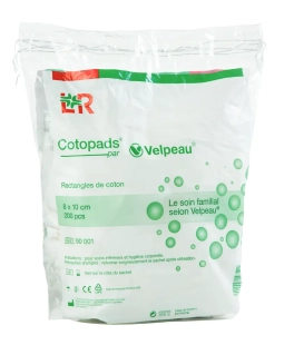 VELPEAU -Cotopads Rectangles de Coton 8 x 10cm - 200 pièces