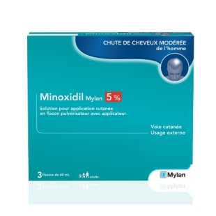 MINOXIDIL 5% MYLAN (Coffret 3 flacons) Chute des cheveux Alopécie