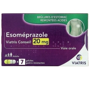 ESOMEPRAZOLE 20mg - Brûlures d'Estomac Remontées Acides - 7 gélules - Viatris