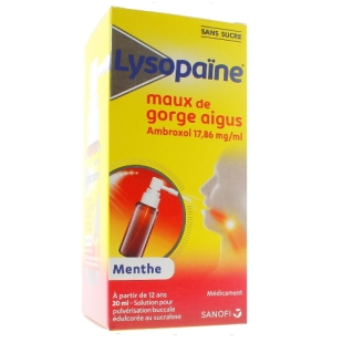 LYSOPAINE Maux de Gorge Spray Buccal Menthe collutoire (20 ml)