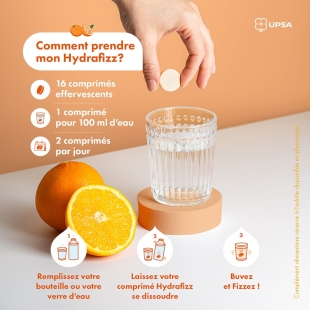 HYDRAFIZZ - Hydra + Boost , 16 Pastilles Effervescentes Orange