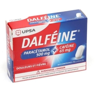 DALFEINE- Paracétamol 500 mg + Caféine 65 mg - 16 Comprimés Pelliculés