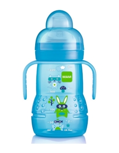 MAM 4m+ Biberon transition à anses BLEU (220 ml)