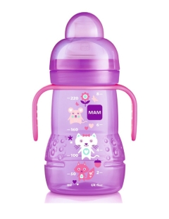 MAM 4m+ Biberon Transition à anses ROSE (220 ml)