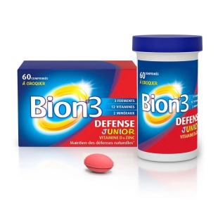 BION 3 Défense Junior - Vitamines - 60 comprimés à croquer goût Framboise