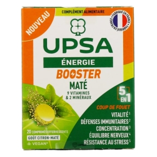 UPSA - Energie Booster 5en1 - 20 Comprimés Effervescents Maté-Citron