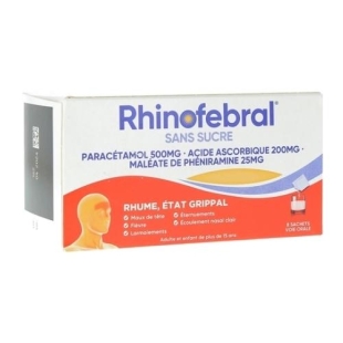 Rhinofebral Sans Sucre Rhume États Grippaux 8 sachets