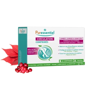 Boîte de comprimés Circulation Puressentiel - complément alimentaire - circulation sanguine - jambes légères