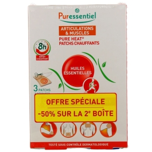 PURESSENTIEL - Patchs Chauffants Articulations & Muscles - lot de 2 x 3 patchs
