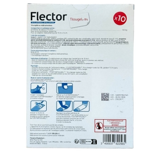 FLECTOR - Tissugel 1%  Douleur et Inflammation - 10 Emplâtres Médicamenteux
