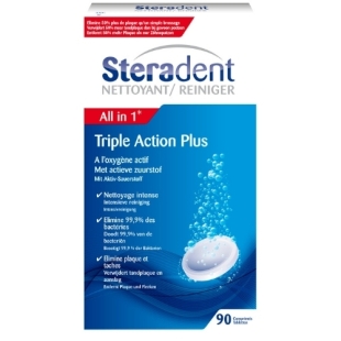 STERADENT Triple Action Plus - 90 comprimés effervescents