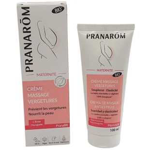 PRANAROM - PranaBB Crème Massage Vergétures Bio - 100 ml - Nourrit et régénère la peau des futures et jeunes mamans, en apportant souplesse et élasticité.