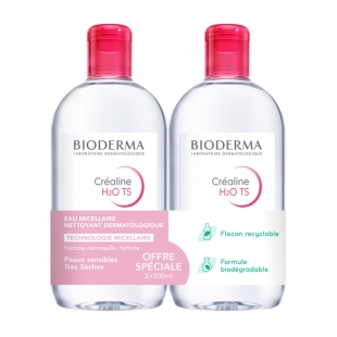 BIODERMA - CREALINE TS H2O Solution Micellaire Lot de 2 x 500ml
