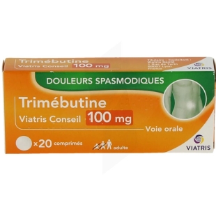 TRIMEBUTINE - Viatris 100mg - Traitement des douleurs spasmodiques de l'intestin et des voies biliaires - 20 comprimés