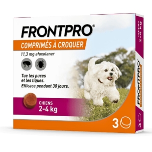 FRONTPRO - Comprimé Anti-puces et Anti-tiques pour chien - 3comprimés à croquer