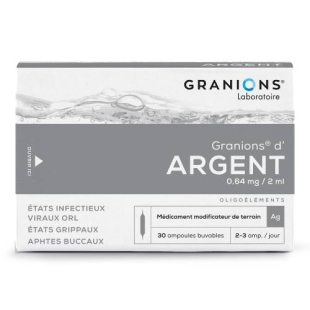 GRANIONS d' ARGENT (Ag) 0,64 mg/2 ml boîte de 30 ampoules