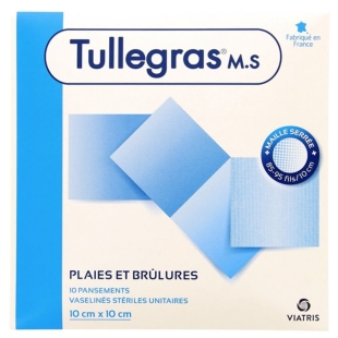TULLEGRAS M.S (mailles serrées) Pansements Stériles Vaselinés 10x10 cm