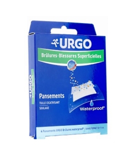 URGO WATERPROOF Brûlures Pansements stériles avec tulle (Gd format x4)