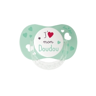 LUC ET LÉA Sucette Physiologique Silicone J'aime mon Doudou 6-18 mois