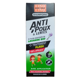 5/5 CINQ sur CINQ - Shampoing Anti-Poux & Lentes à l'Huile Essentielle de Lavande Bio 100ml + Peigne