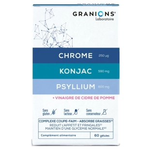 GRANIONS - Complexe Coupe Faim - Chrome, Konjac, Psyllium - 60 Gélules