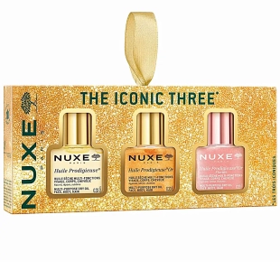 NUXE Coffret Noël Huile Prodigieuse Les 3 Iconiques 3 x 10 ml avec Huile Prodigieuse classique, Huile Prodigieuse Or et Huile Prodigieuse Or Florale