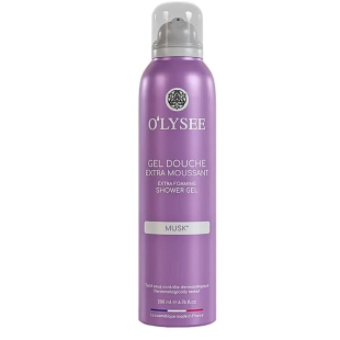O'lysée Gel Douche Extra Moussant Musc 200 ml mousse onctueuse parfum musqué doux et élégant