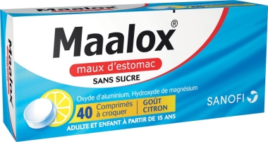 MAALOX  Citron Sans Sucre Boîtte de 40 comprimés à croquer
