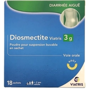 DIOSMECTITE 3 gr - Diarrhée Aiguë Poudre pour Suspension Buvable 18 sachets Gout Vanille (générique de Smecta) - Viatris