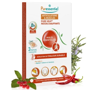 PURESSENTIEL - Patchs Chauffants Articulations & Muscles - lot de 2 x 3 patchs