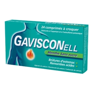 GAVISCONELL MENTHE SANS SUCRE boite de 24 comprimés