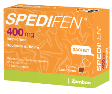 Spedifen 400 mg ibuprofène boîte de 12 sachets-dose arôme cola citron
