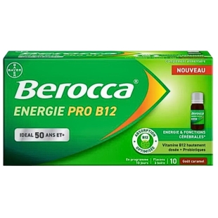BEROCCA - Energie Pro B12 Caramel 50 Ans +  shot 10ml X 10