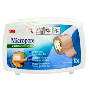3M Micropore Sparadrap CHAIR avec Dévidoir (25mm x 5m)