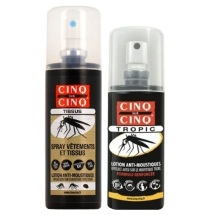 5/5 CINQ sur CINQ - Kit Voyage - Lotions Anti-Moustiques Peau 75ml + Spray Vêtements 100ml 