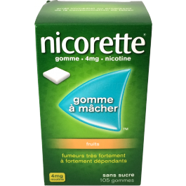 NICORETTE 4mg - FRUITS Sans Sucre - 105 Gommes