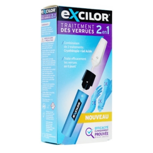 EXCILOR Traitement Verrues 2 en 1 (Cryothérapie + gel acide)