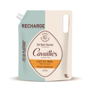 CAVAILLES - Eco-Recharge Gel Bain Douche Lait et Miel (1L)