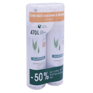 KLORANE LAIT AVOINE Shampooing SEC Cheveux Châtains Bruns (Lot 2x150ml) PROMO