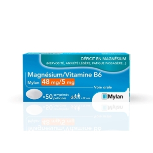 MAGNESIUM 48mg / VITAMINE B6 5mg  MYLAN (50 comprimés)