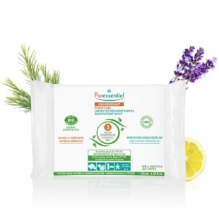 PURESSENTIEL - Lingettes Assainissantes Mains et Surfaces BIO - 32 Lingettes
