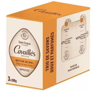 CAVAILLES - Savons Surgras Solide Nectar de Miel - 3x200g
